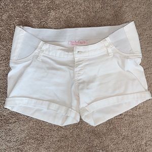 White maternity shorts